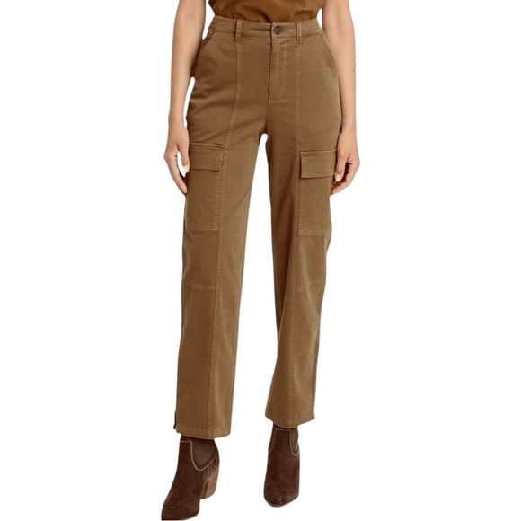 Cocoa Brown Size 4/27R High Rise Slim Fit Cargo Ankle Jeans Cotton/Spandex - Picture 1 of 9